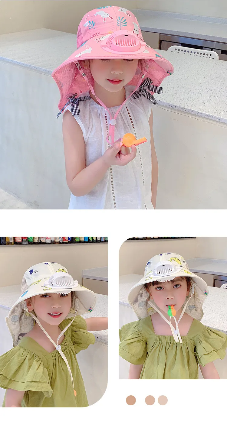 Children's Sun Hat Summer UV Protection Baby Sun Hat With Fan Female Boy Sun Hat Foldable Hat display picture 5