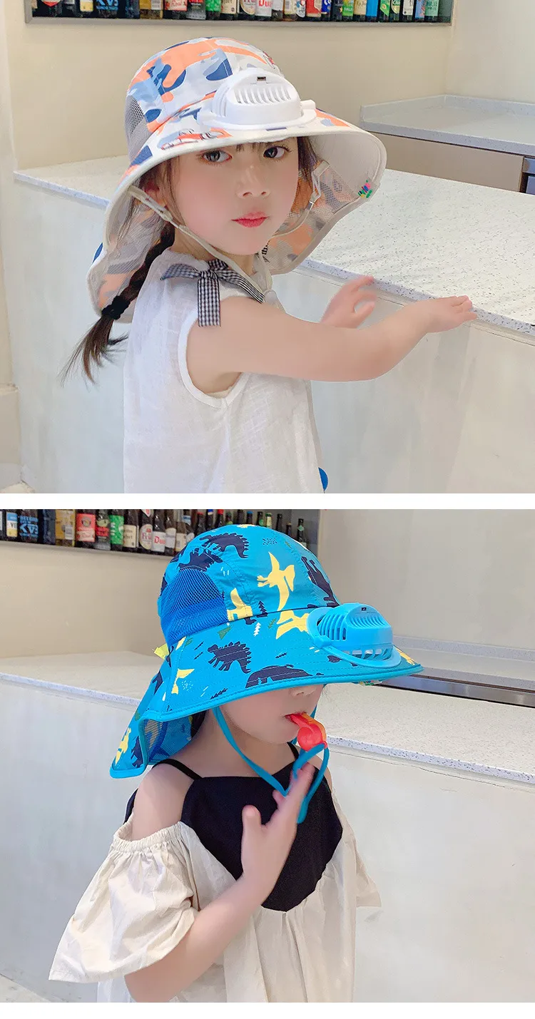 Children's Sun Hat Summer UV Protection Baby Sun Hat With Fan Female Boy Sun Hat Foldable Hat display picture 6