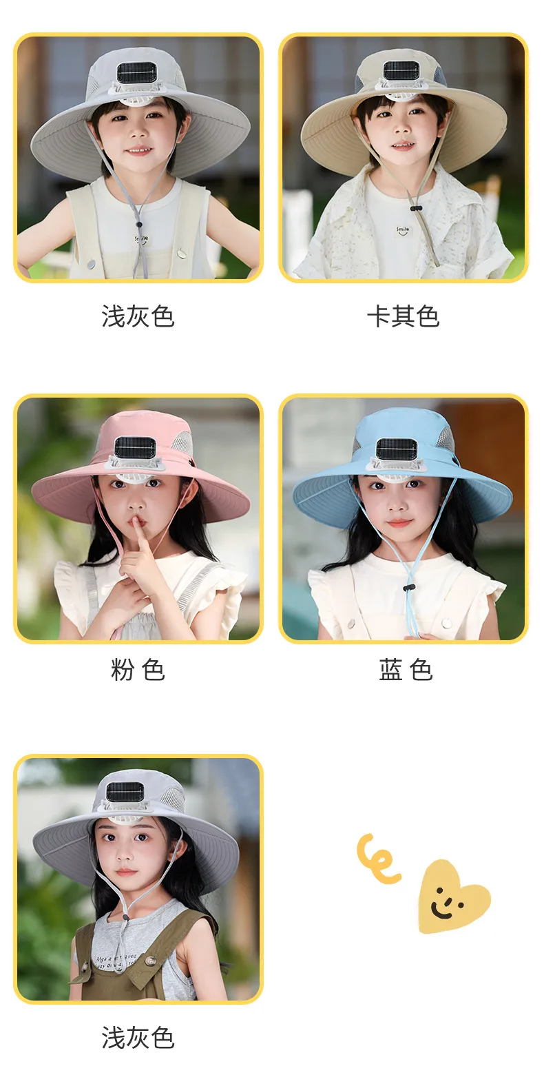 Solar Fan Hat High Wind Rechargeable Large Rim Sun Hat Children's Outdoor Leisure Sun Hat Thin Girl Men display picture 14