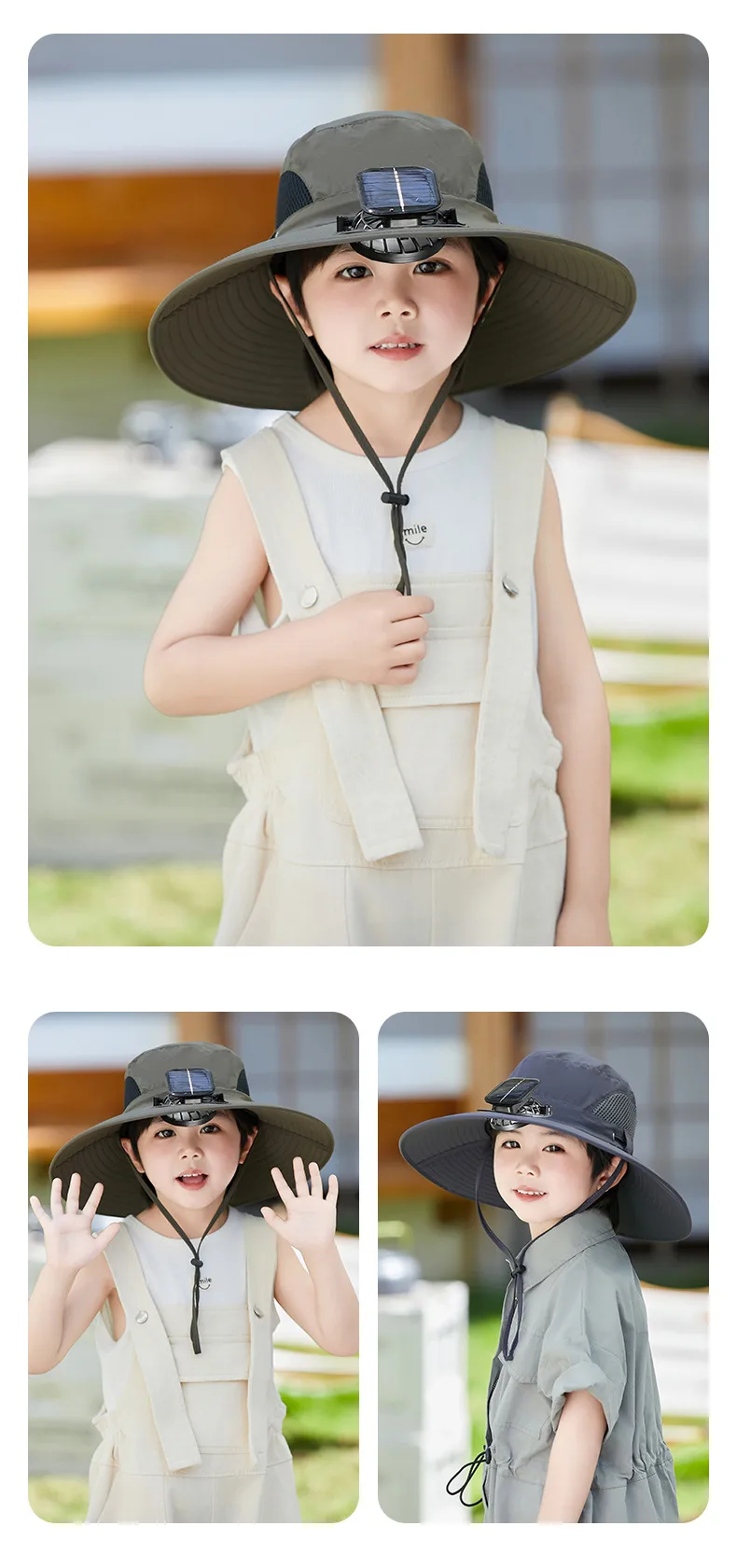 Solar Fan Hat High Wind Rechargeable Large Rim Sun Hat Children's Outdoor Leisure Sun Hat Thin Girl Men display picture 17