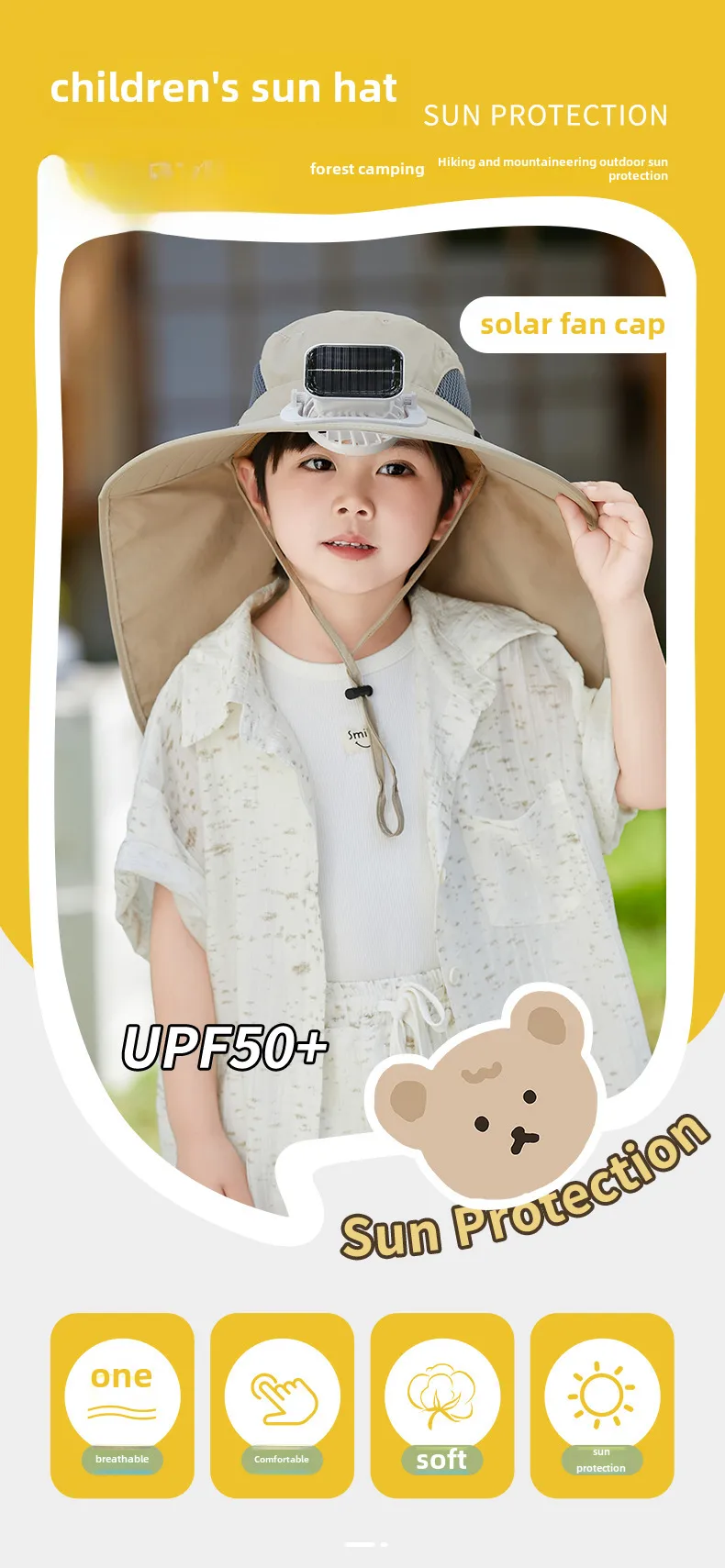 Girls Solar Fan Hat Rechargeable Big Wind Shawl Sun Hat Summer Beach Mountain Climbing Hat For Boys display picture 1