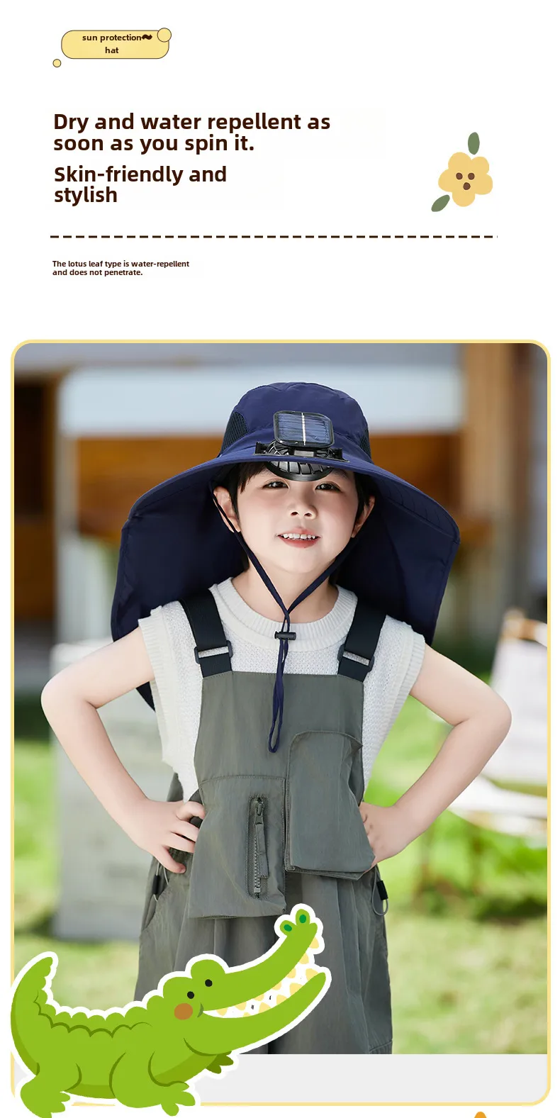 Girls Solar Fan Hat Rechargeable Big Wind Shawl Sun Hat Summer Beach Mountain Climbing Hat For Boys display picture 5
