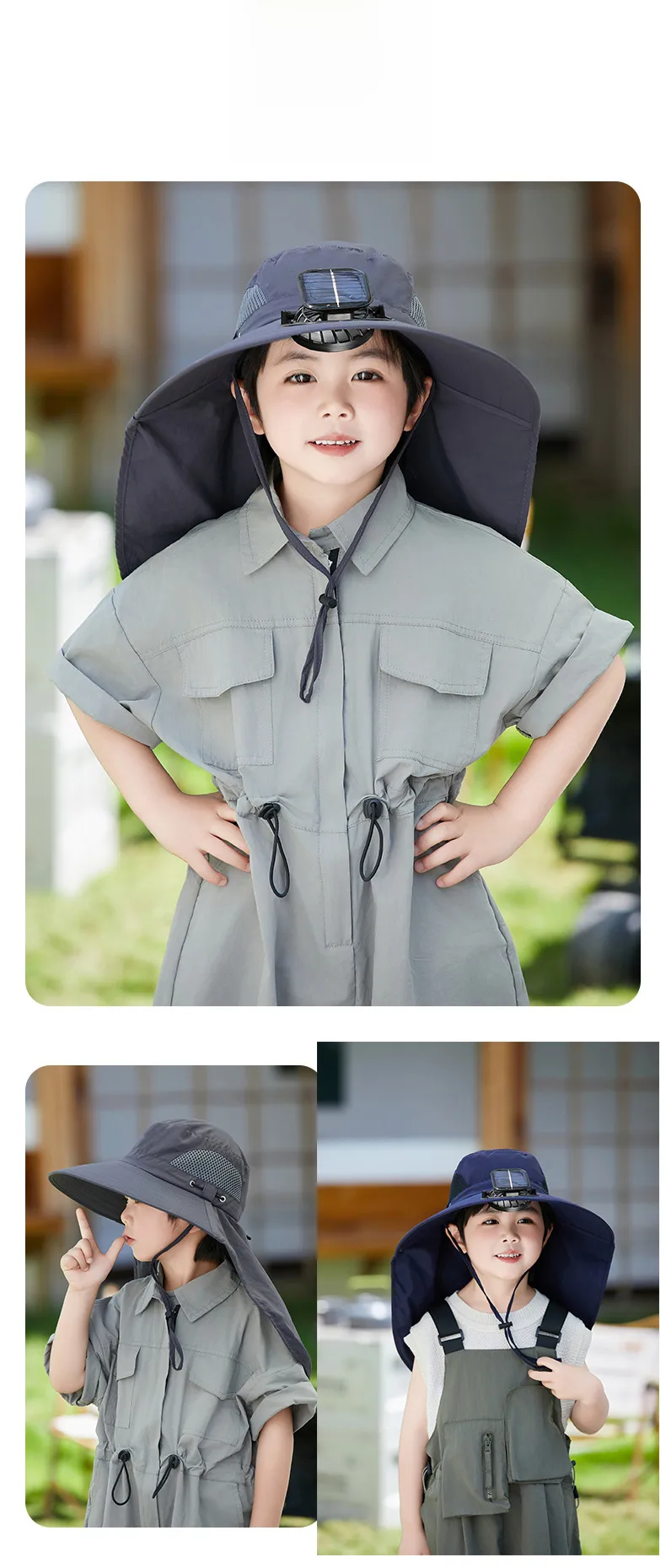 Girls Solar Fan Hat Rechargeable Big Wind Shawl Sun Hat Summer Beach Mountain Climbing Hat For Boys display picture 23