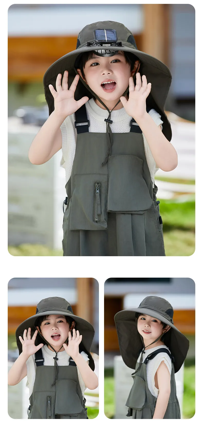 Girls Solar Fan Hat Rechargeable Big Wind Shawl Sun Hat Summer Beach Mountain Climbing Hat For Boys display picture 25