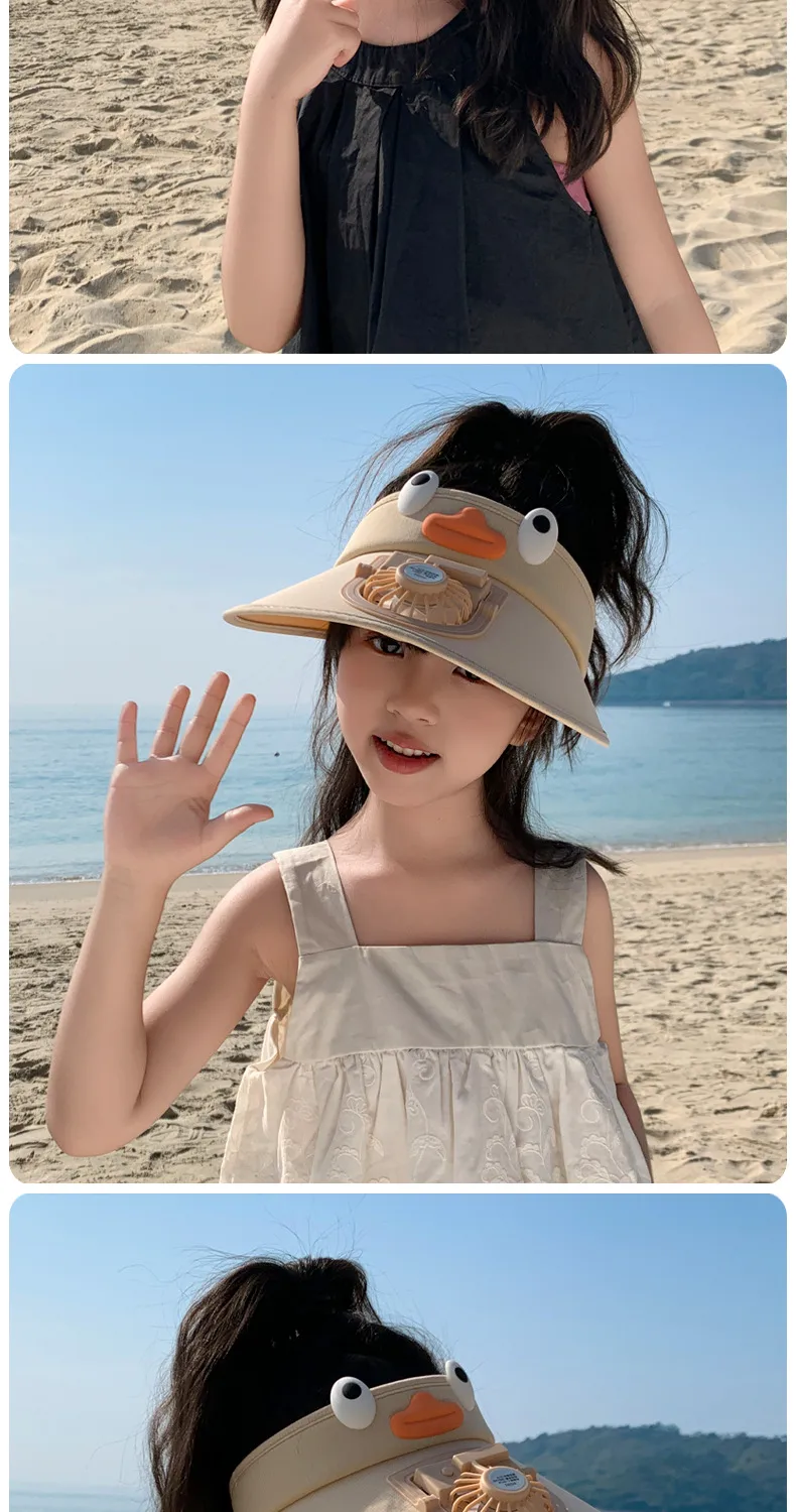 Cartoon Children's Fan Empty Hat Summer Rechargeable Sun Hat With Fan Sun Hat For Boys And Girls display picture 9