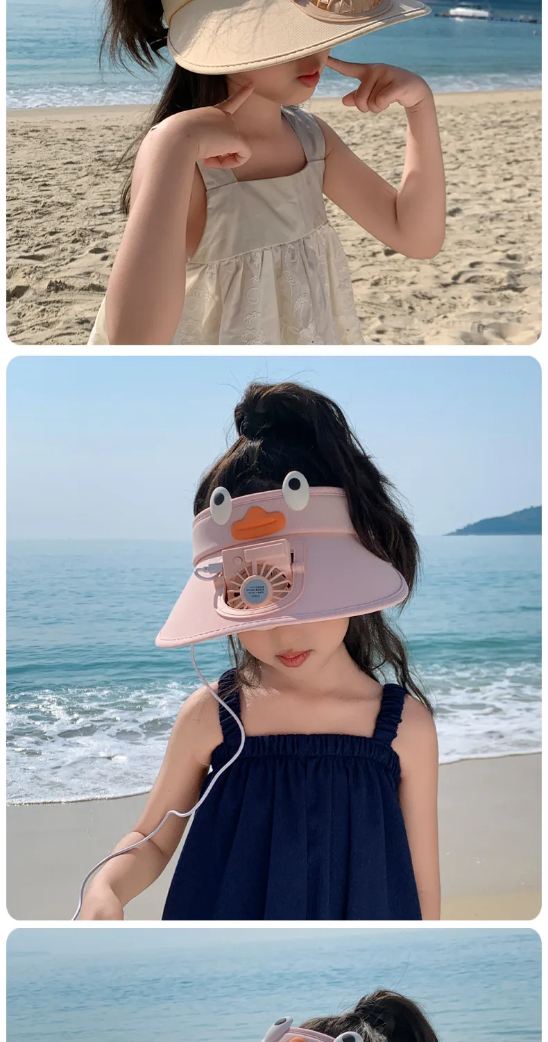 Cartoon Children's Fan Empty Hat Summer Rechargeable Sun Hat With Fan Sun Hat For Boys And Girls display picture 10