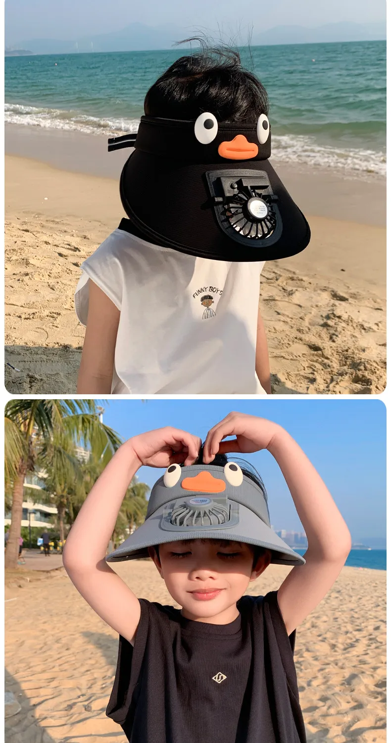 Cartoon Children's Fan Empty Hat Summer Rechargeable Sun Hat With Fan Sun Hat For Boys And Girls display picture 12