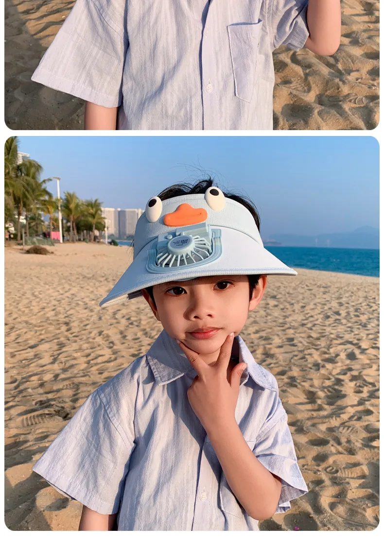 Cartoon Children's Fan Empty Hat Summer Rechargeable Sun Hat With Fan Sun Hat For Boys And Girls display picture 14