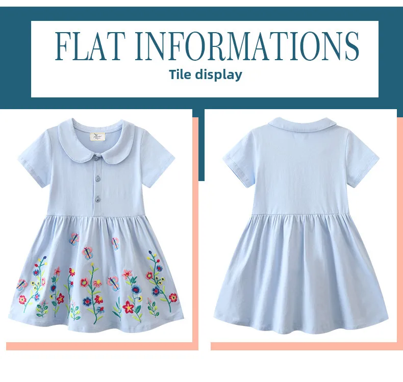 Style Girl's Short Sleeve Dress Summer New Knitted Cotton Children's Skirt Cartoon Doll Collar Princess Skirt display picture 2
