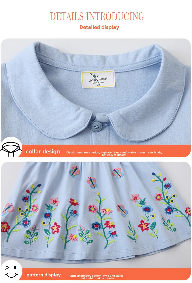 Style Girl's Short Sleeve Dress Summer New Knitted Cotton Children's Skirt Cartoon Doll Collar Princess Skirt display picture 3