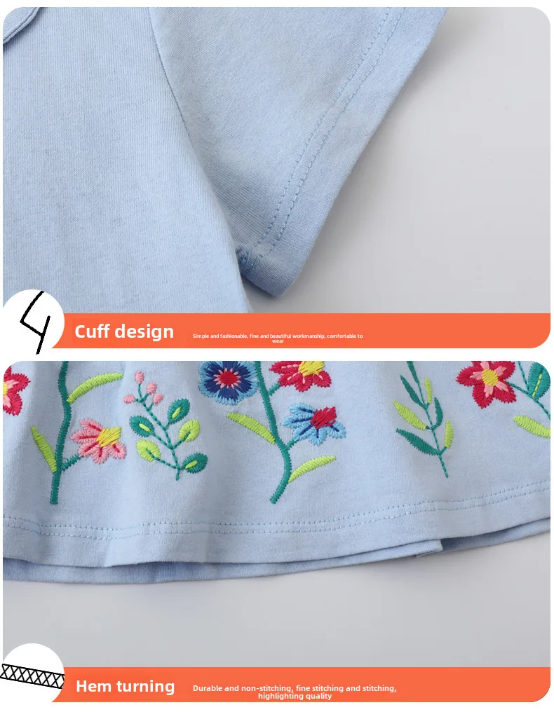 Style Girl's Short Sleeve Dress Summer New Knitted Cotton Children's Skirt Cartoon Doll Collar Princess Skirt display picture 4