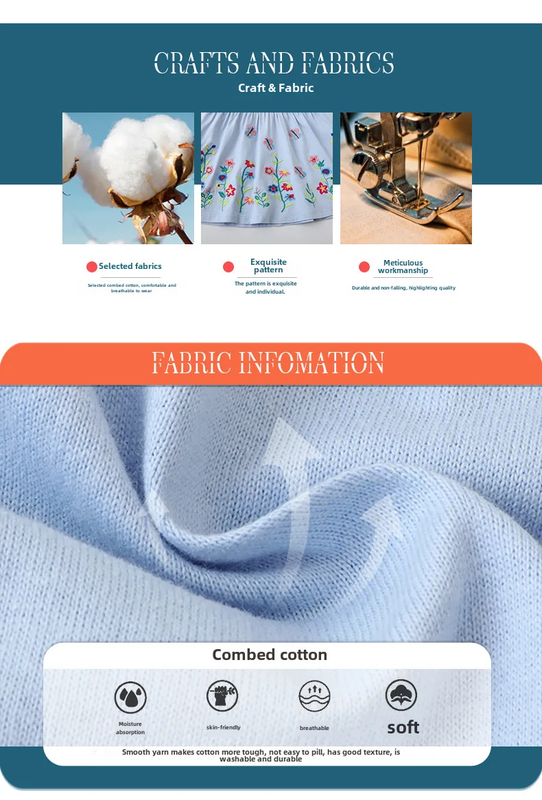 Style Girl's Short Sleeve Dress Summer New Knitted Cotton Children's Skirt Cartoon Doll Collar Princess Skirt display picture 5