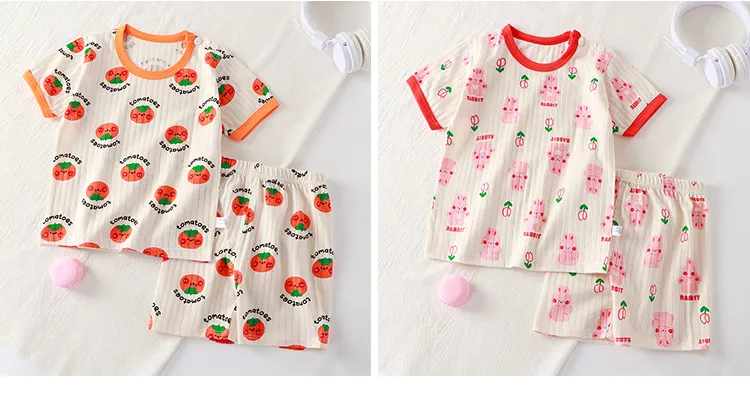 Summer Baby's Short-sleeved Home Clothes Pure Cotton Thin Pajamas Suit Newborn Half-short Top Baby Air-conditioning Clothes Children's Clothing display picture 11
