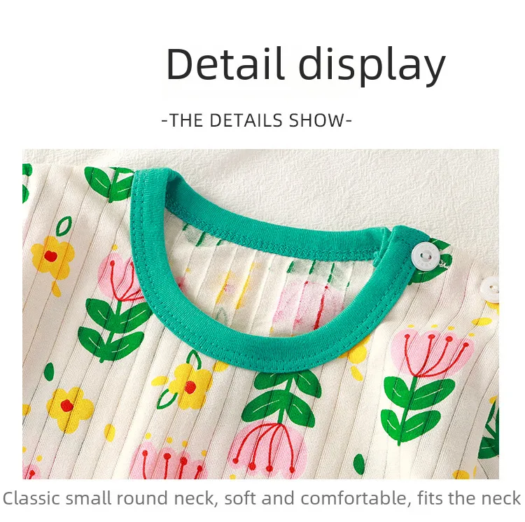 Summer Baby's Short-sleeved Home Clothes Pure Cotton Thin Pajamas Suit Newborn Half-short Top Baby Air-conditioning Clothes Children's Clothing display picture 12