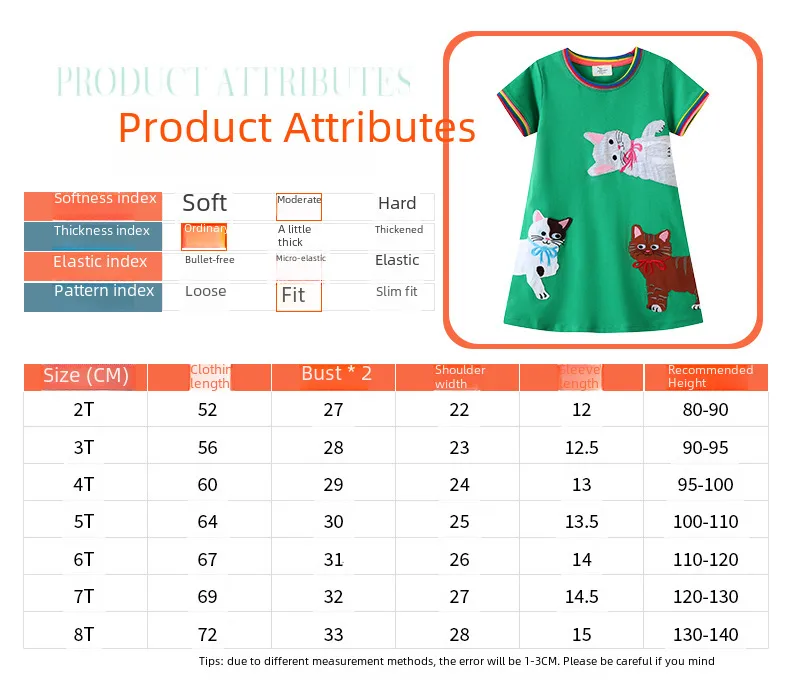 J-style Ump Fashion Knitted Girls' Children's Lianyi Princess Skirt  For Girls' Short-sleeved Dress display picture 2