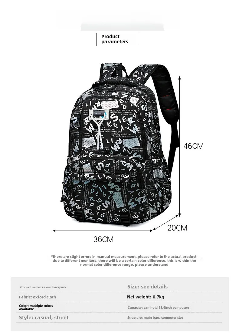 Wholesale New Backpack New Style Simple Large Capacity Junior High School Student Schoolbag Fashion Leisure Travel Backpack display picture 1