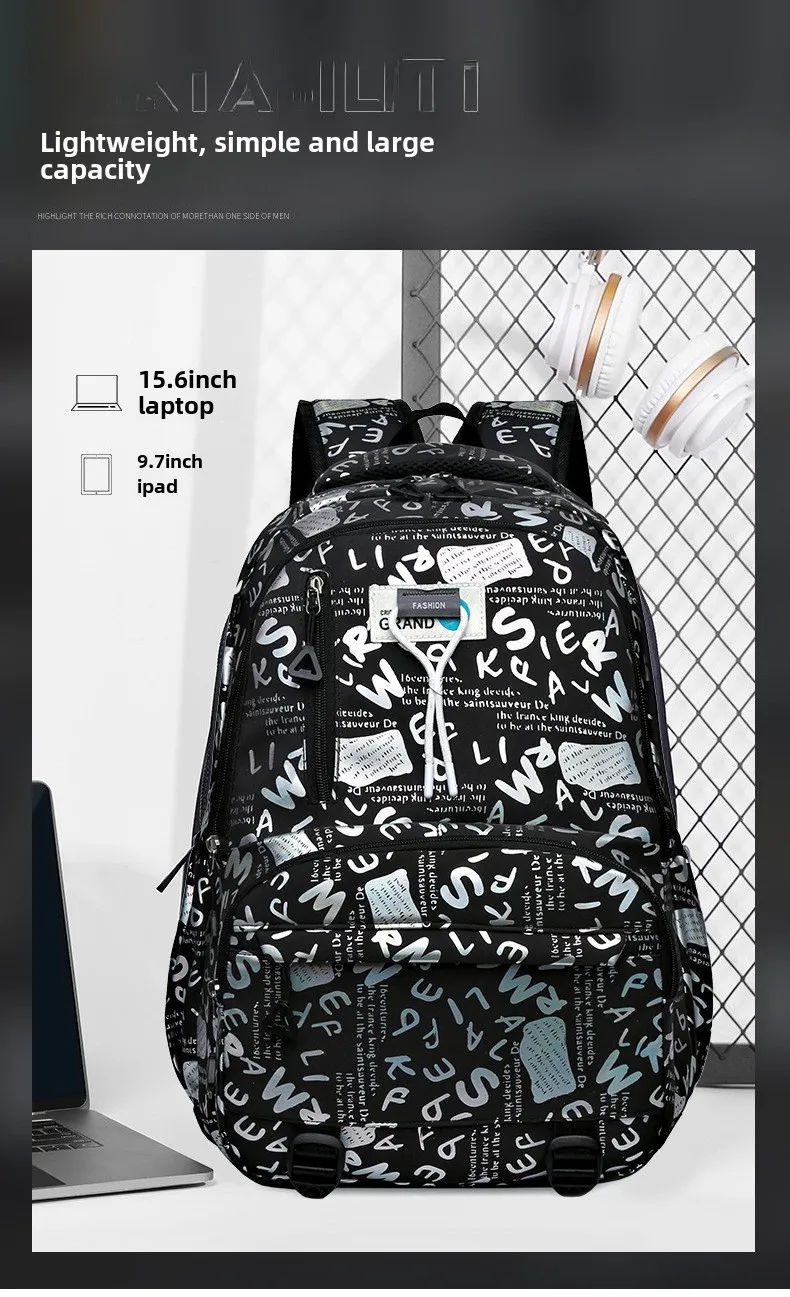 Wholesale New Backpack New Style Simple Large Capacity Junior High School Student Schoolbag Fashion Leisure Travel Backpack display picture 3