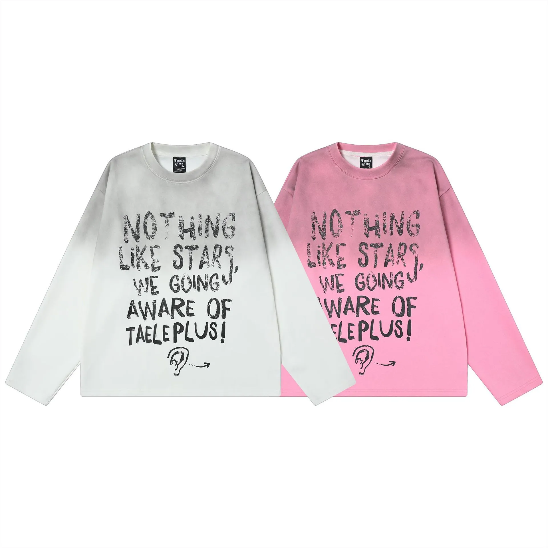 Jiayiku Men's  Spring New American Street Fashion Brand Base Shirt Washed Inkjet Graffiti T-Shirt Long Sleeve display picture 2