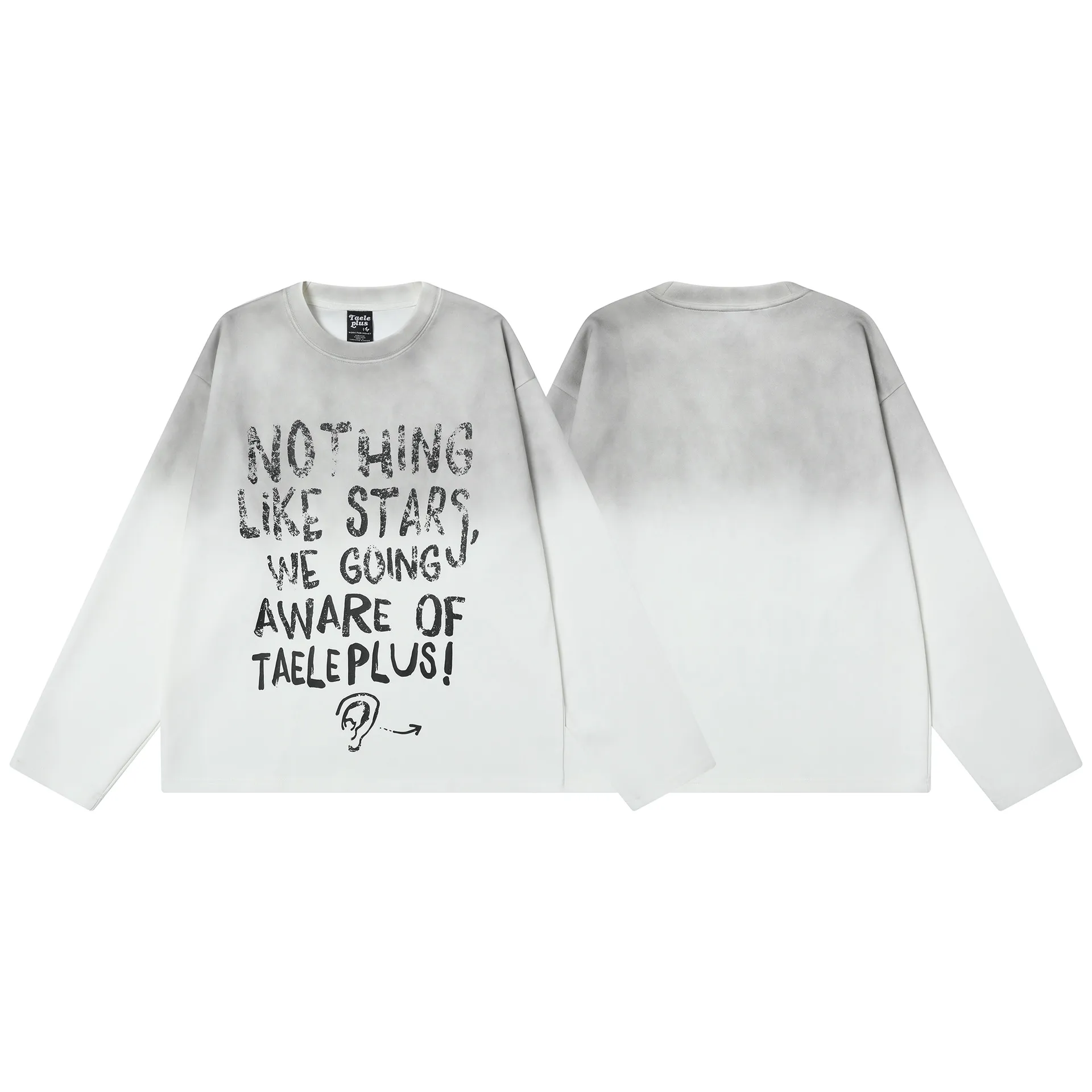 Jiayiku Men's  Spring New American Street Fashion Brand Base Shirt Washed Inkjet Graffiti T-Shirt Long Sleeve display picture 7