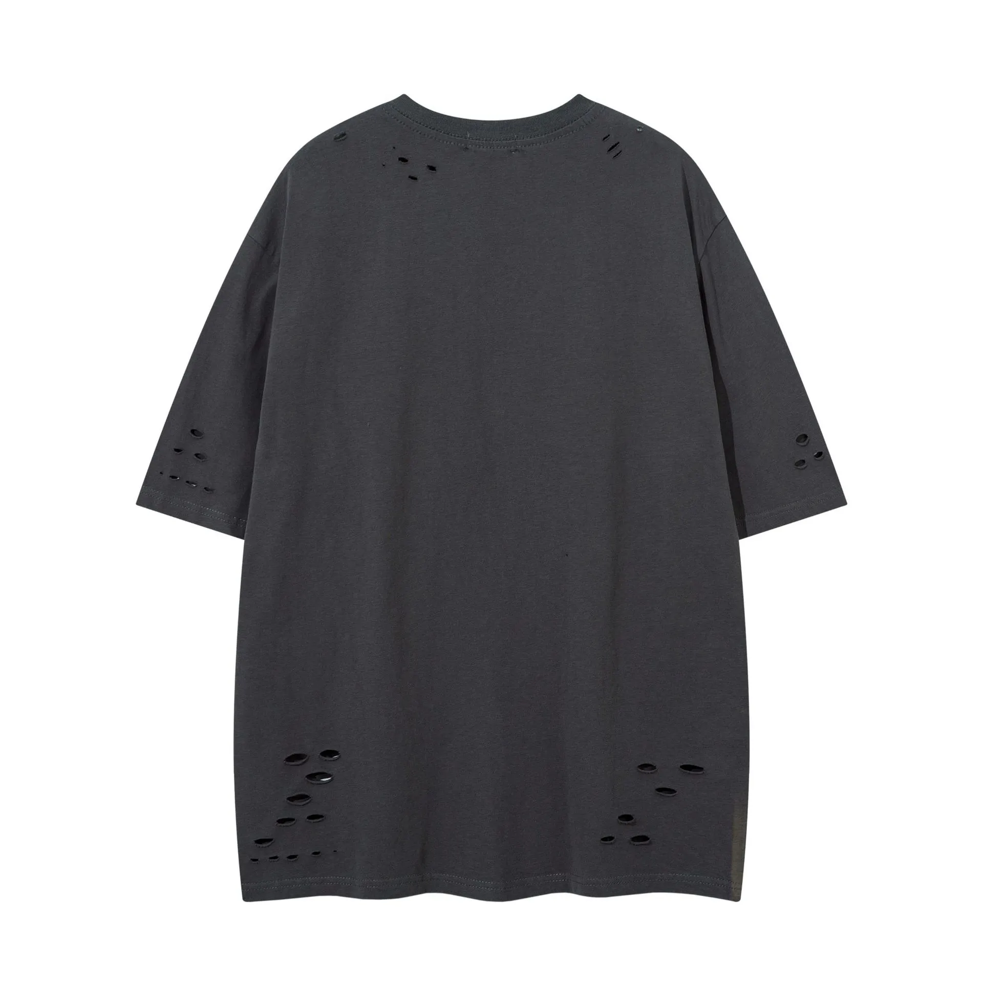 Jiayiku Summer Short-sleeved T-shirt Pure Cotton High Street American-style Functional Tide Brand Deconstruction Hole-washed Pure Cotton T-shirt Short-sleeved display picture 4
