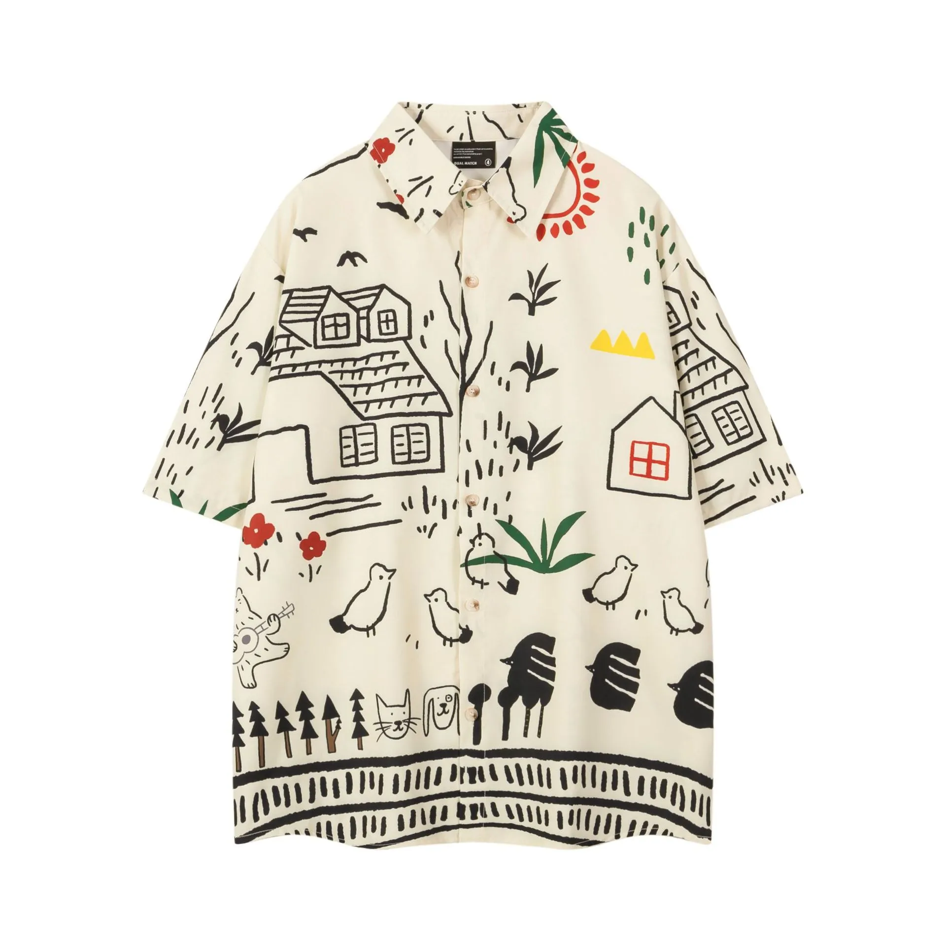 Jiayiku Men's  Summer American Vintage Ins Trendy Graffiti Print Hawaiian Vacation Shirt For Men display picture 3