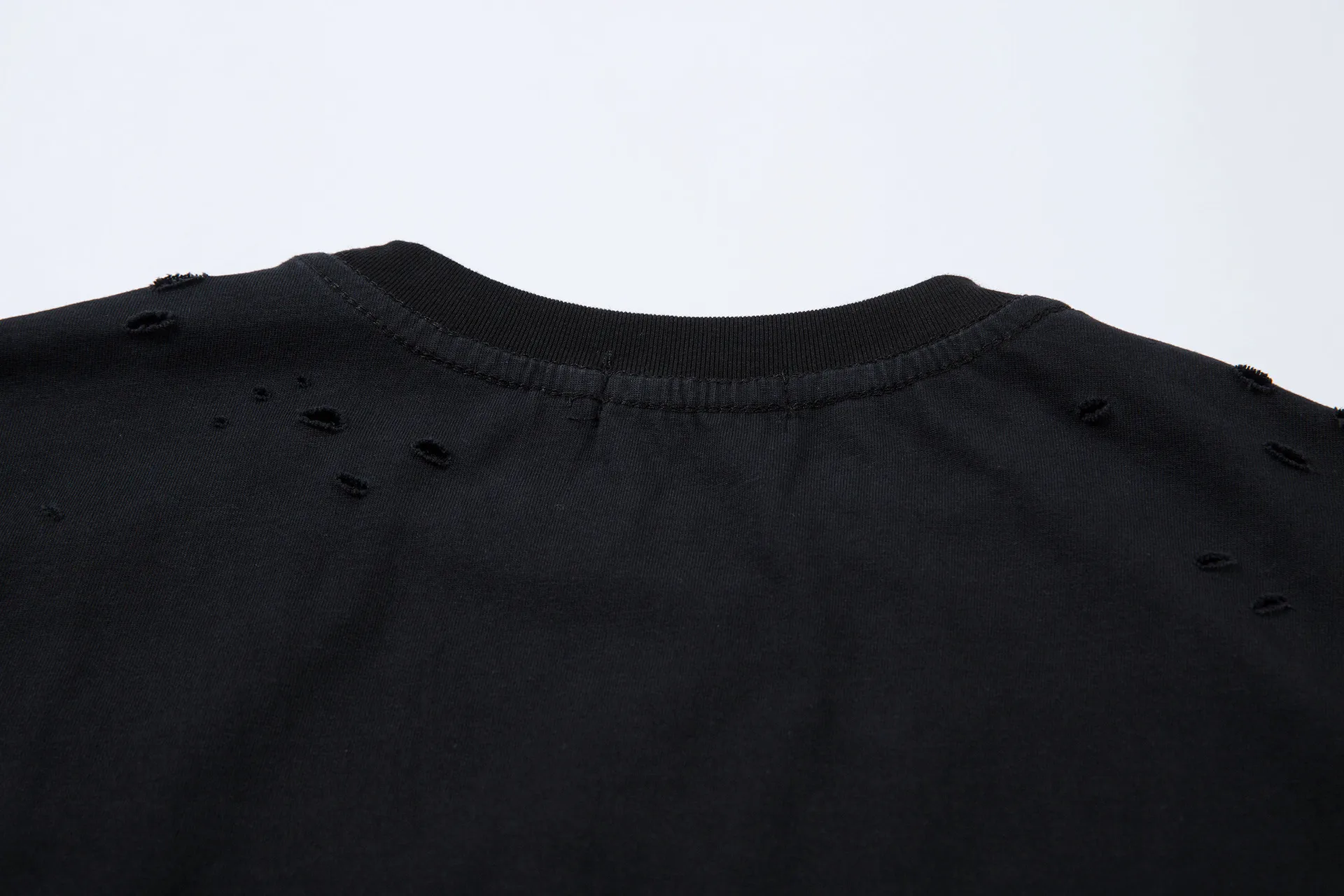 Jiayiku Summer Short-sleeved T-shirt Pure Cotton High Street American-style Functional Tide Brand Deconstruction Hole-washed Pure Cotton T-shirt Short-sleeved display picture 34
