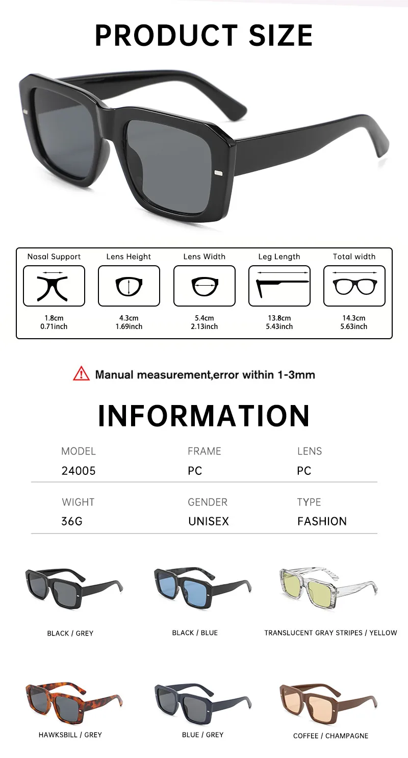 Hip-Hop Retro Streetwear Sunglasses PC UV400 Protection Tinted Lenses Square Full Frame Glasses display picture 4