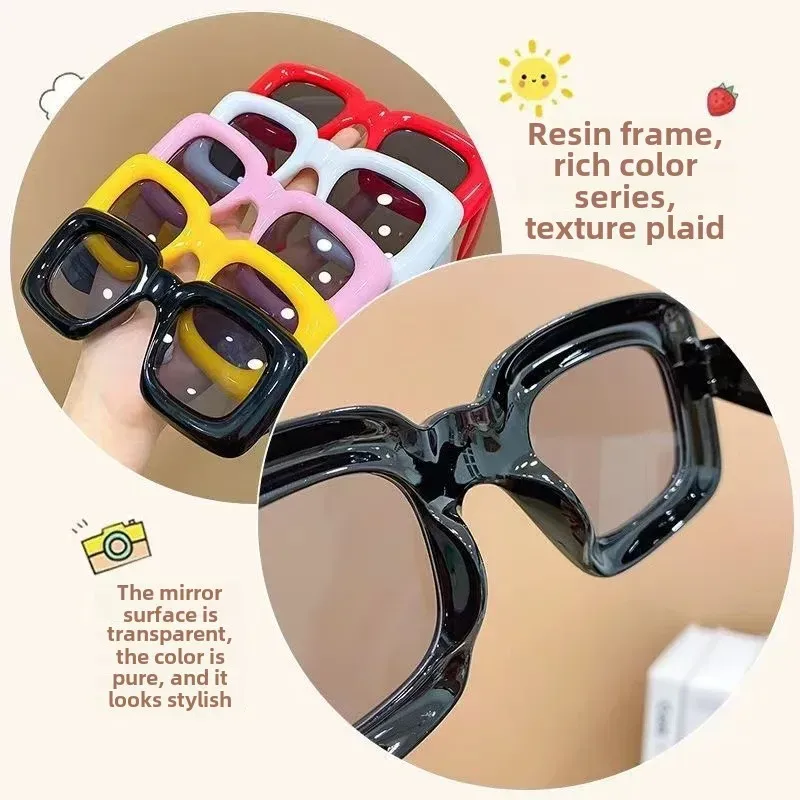 Children's Funny Fun Cute Square Sunglasses Boys And Girls Cute Cute Baby Glasses Hip Hop Baby Street Shot Sunglasses display picture 6