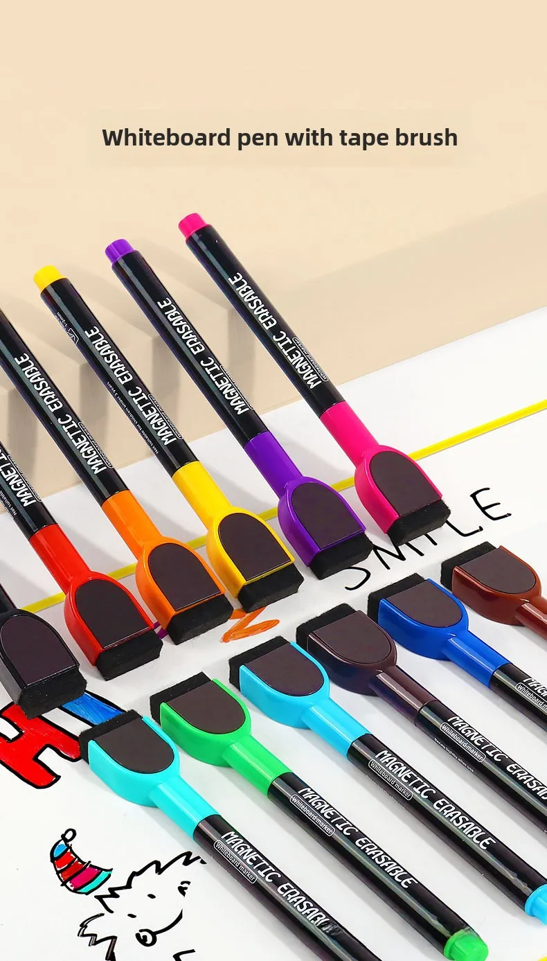 Wholesale A08 Whiteboard Pen Magnetic Brush Teachers Office Children Whiteboard 12 Color Painting Graffiti Erasable Marking Pen display picture 4