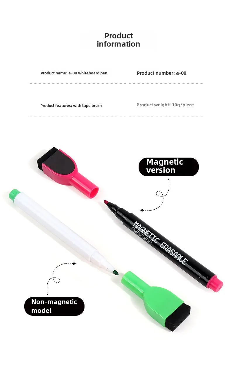 Wholesale A08 Whiteboard Pen Magnetic Brush Teachers Office Children Whiteboard 12 Color Painting Graffiti Erasable Marking Pen display picture 6