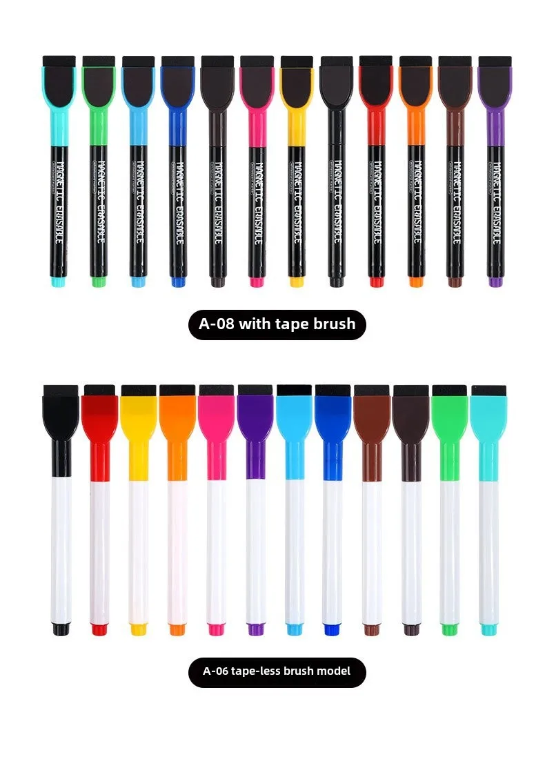 Wholesale A08 Whiteboard Pen Magnetic Brush Teachers Office Children Whiteboard 12 Color Painting Graffiti Erasable Marking Pen display picture 7