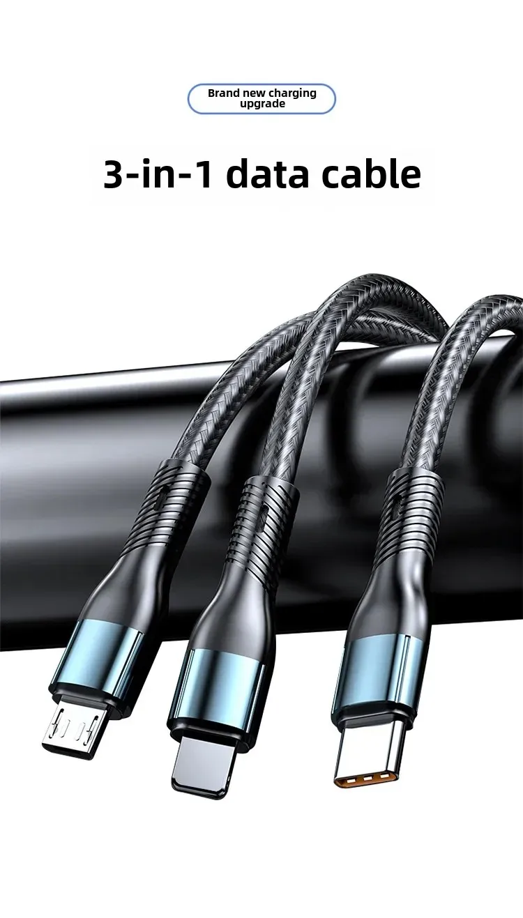 Three-in-one Braided Data Line 1 display picture 1