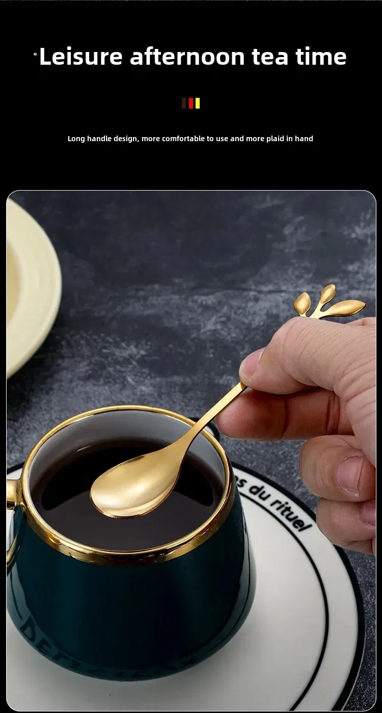 Stainless Steel Cherry Blossom Spoon Household Creative New Style Gold Long Handle Ice Spoon Coffee Mixing Spoon Dessert Spoon Tableware Wholesale display picture 5