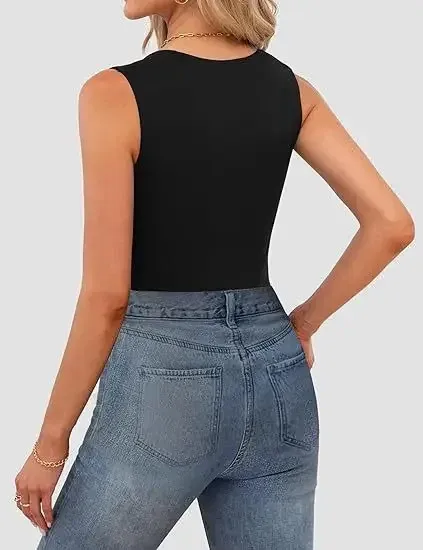 Hot Girls Wear Camisole Women's Summer Sleeveless Off-shoulder Square Collar Threaded Shoulder Strap Top Women's Clothing display picture 4