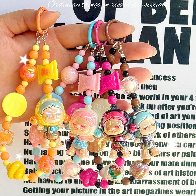 New Contrast Color Cartoon Doll Beaded Mobile Phone Chain Bag Hanging Bead Chain Keychain Accessories Live Same Style Hanging Chain display picture 2