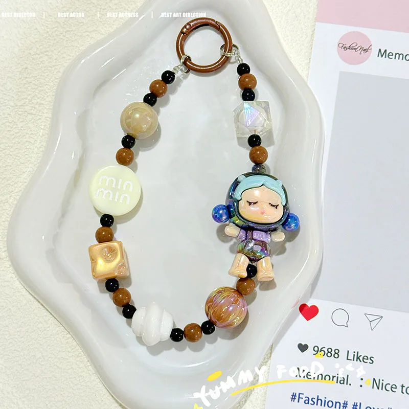 New Contrast Color Cartoon Doll Beaded Mobile Phone Chain Bag Hanging Bead Chain Keychain Accessories Live Same Style Hanging Chain display picture 6
