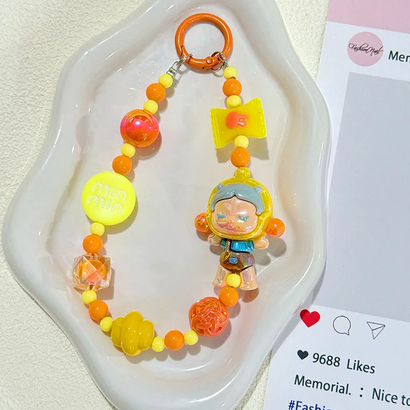 New Contrast Color Cartoon Doll Beaded Mobile Phone Chain Bag Hanging Bead Chain Keychain Accessories Live Same Style Hanging Chain display picture 7