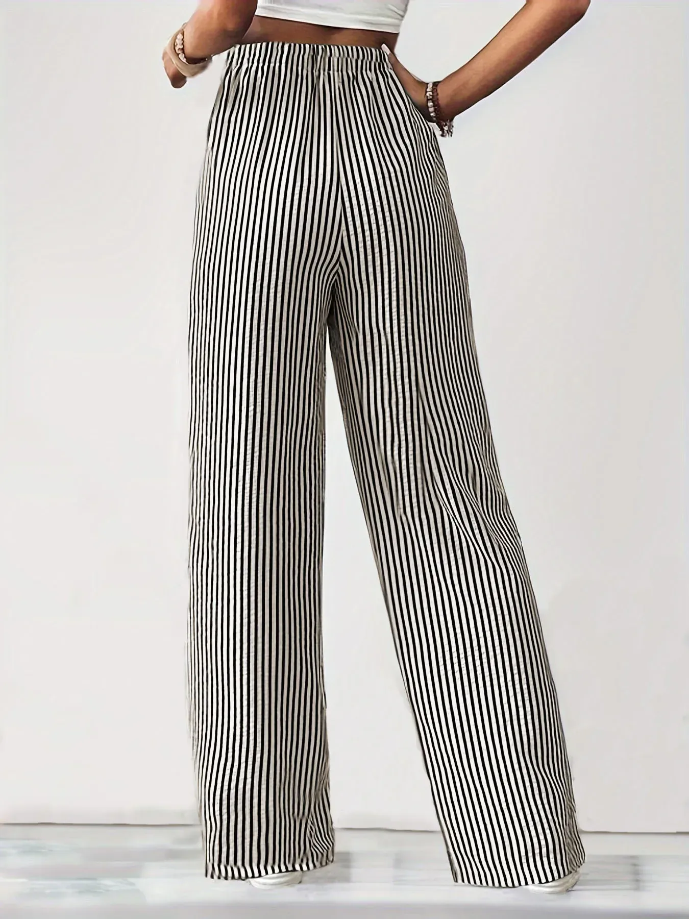 Europe And The United States  Foreign Trade Women's Clothing Explosions Independent Station    Striped Casual Pants Straight Pants display picture 7