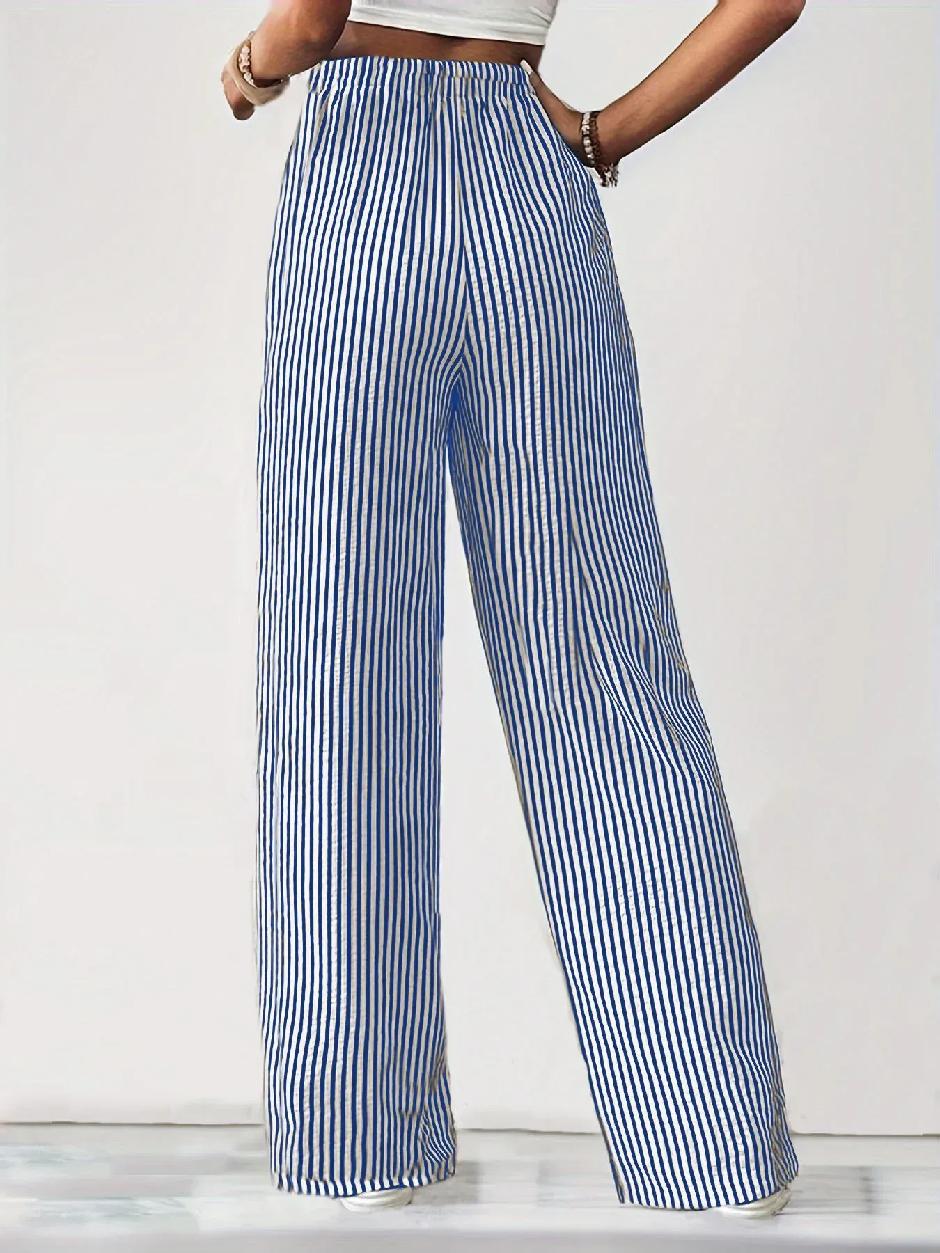 Europe And The United States  Foreign Trade Women's Clothing Explosions Independent Station    Striped Casual Pants Straight Pants display picture 9
