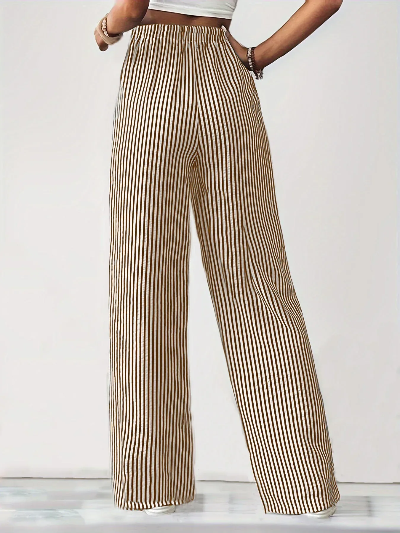 Europe And The United States  Foreign Trade Women's Clothing Explosions Independent Station    Striped Casual Pants Straight Pants display picture 12