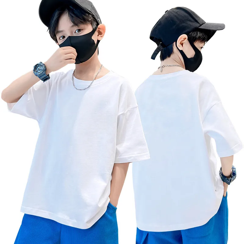 Children's Shoulder Short-sleeved T-shirt Summer  New Cotton Crewneck Loose Base Shirt Student Sportswear Wholesale display picture 2