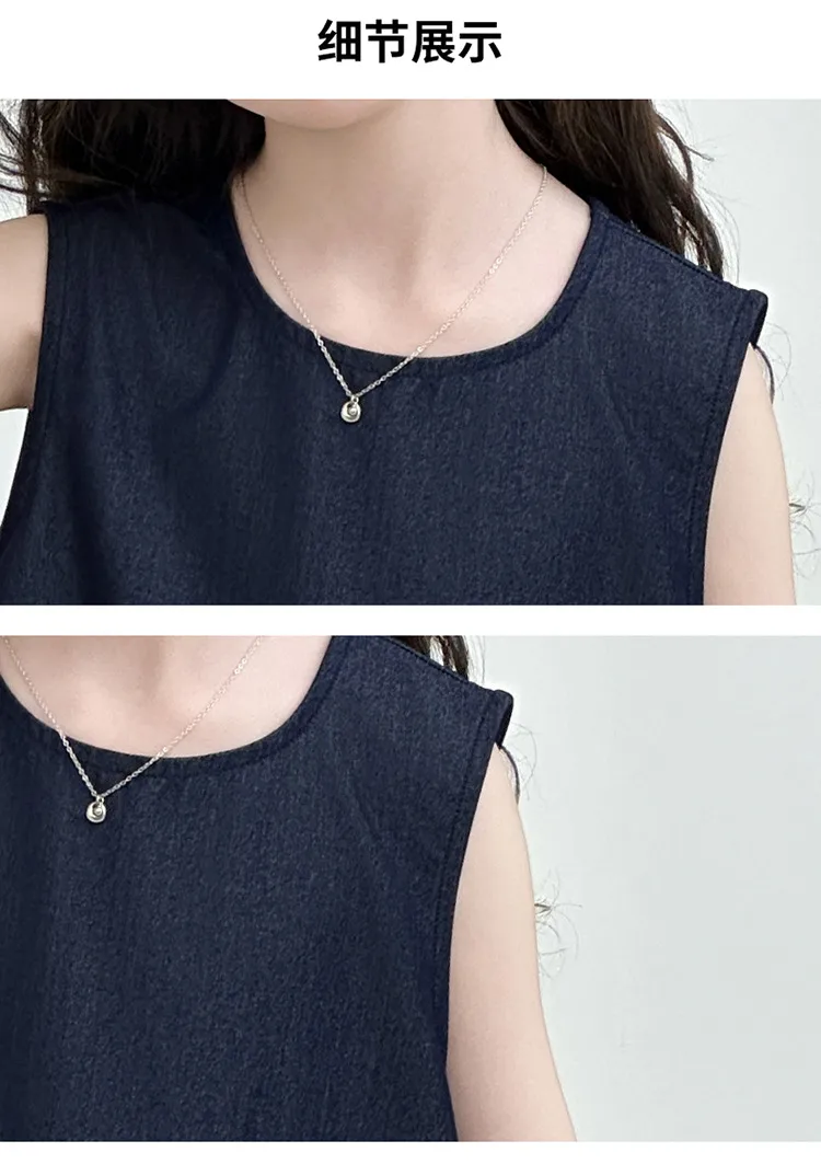 Girls Summer Suit  New Big Children's Western Style New Thin Sleeveless Tencel Denim Two-piece Set For Little Girls display picture 22