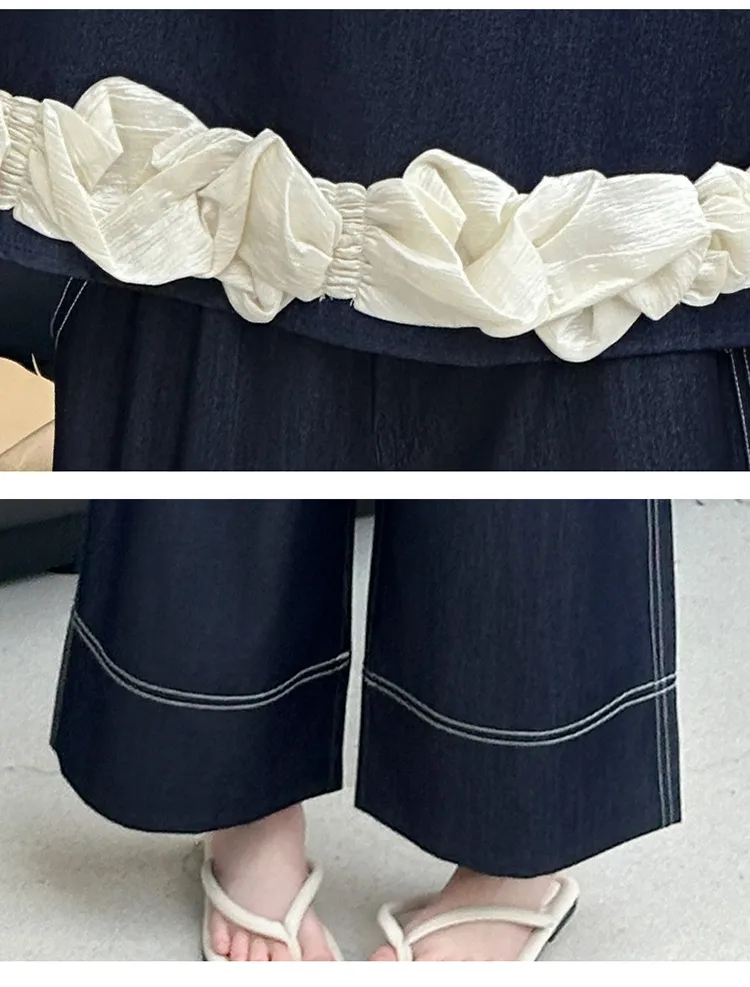 Girls Summer Suit  New Big Children's Western Style New Thin Sleeveless Tencel Denim Two-piece Set For Little Girls display picture 23