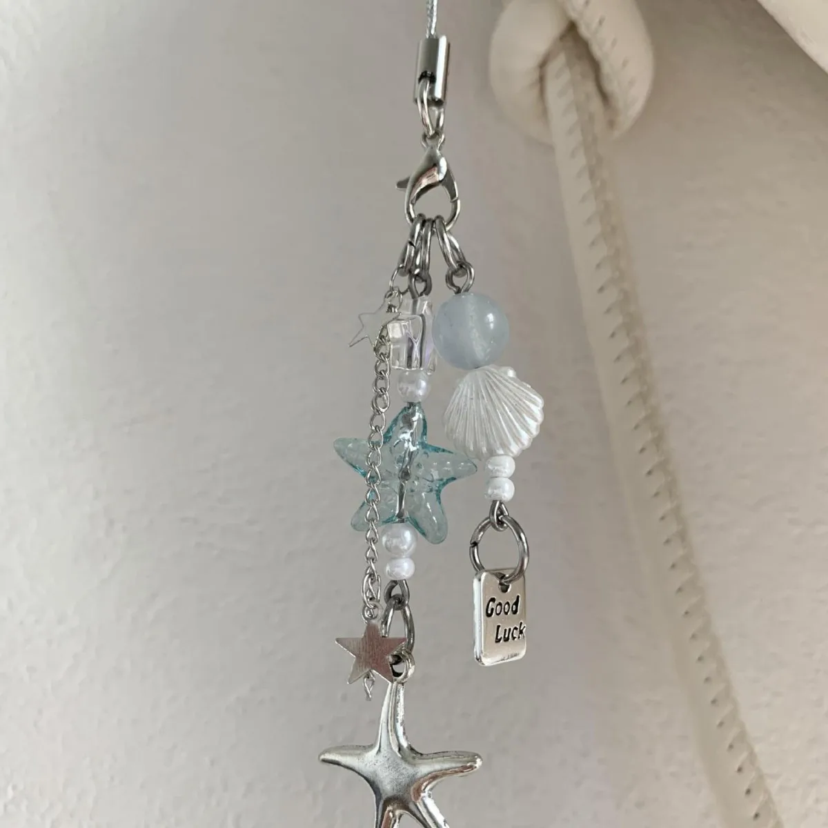 [Gift Of The Sea] Starfish Ccd Lanyard Hand-made Beaded Self-made Girl Heart Ins Mobile Phone Chain Goo-Ben Pendant display picture 1
