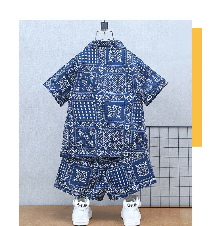 Boys' Summer Short-sleeved Suit  New Baby Online Popular Casual Clothes Children's Holiday Style Shirt Three-piece Set display picture 5