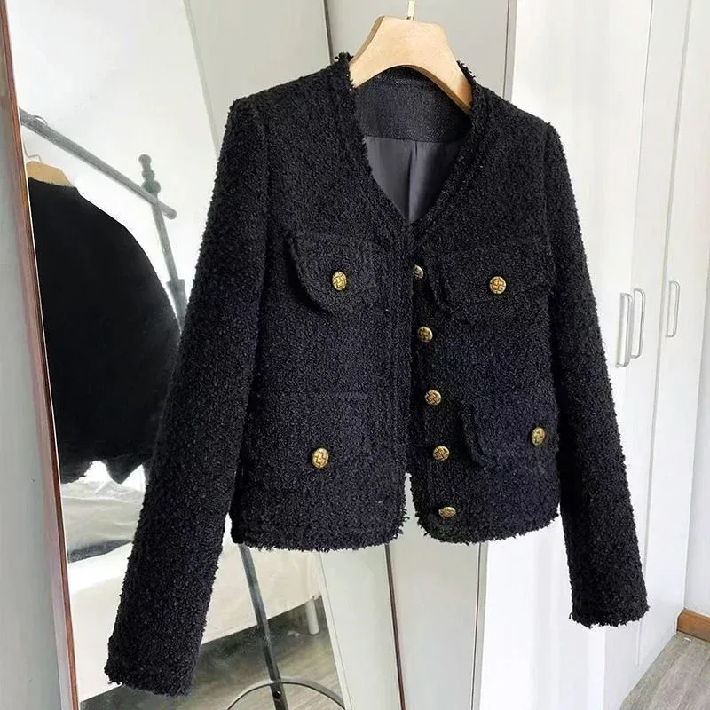 Western Style Black  Style Coat  Autumn And Winter Long Sleeve Tassel Socialite Style Loose All-match Cardigan Short Coat For Women display picture 5