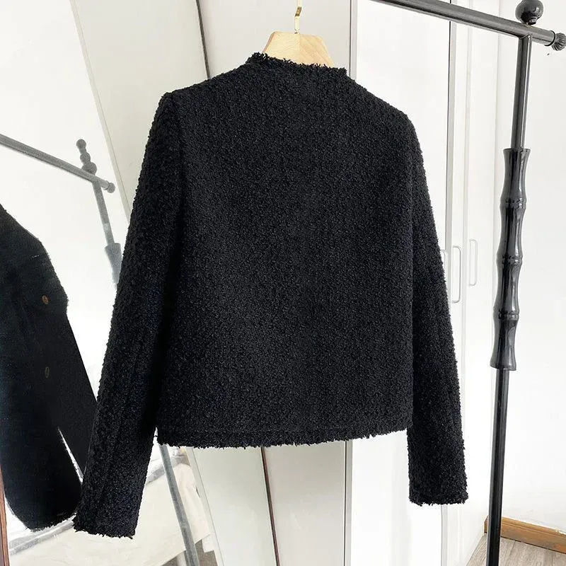 Western Style Black  Style Coat  Autumn And Winter Long Sleeve Tassel Socialite Style Loose All-match Cardigan Short Coat For Women display picture 3