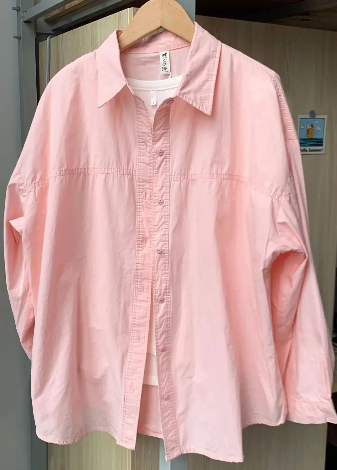 Plus Size Women's Clothing Summer Blue Pure Cotton Shirt Women's Slimming All-match Stacked Base Inner Shirt Long-sleeved Top display picture 15