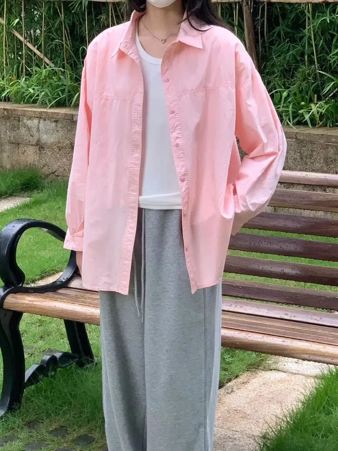 Plus Size Women's Clothing Summer Blue Pure Cotton Shirt Women's Slimming All-match Stacked Base Inner Shirt Long-sleeved Top display picture 16