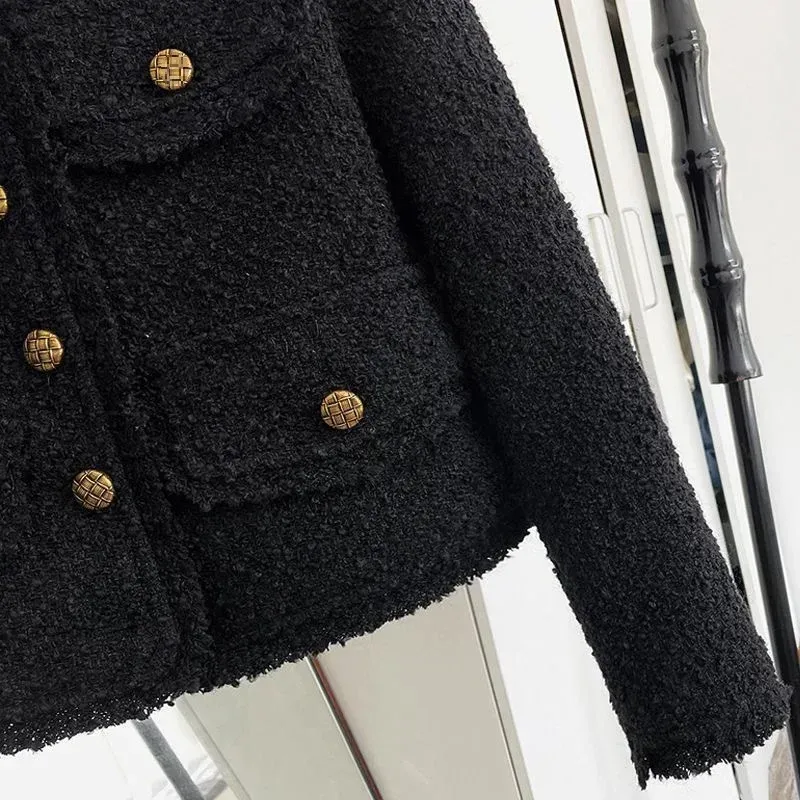 Western Style Black  Style Coat  Autumn And Winter Long Sleeve Tassel Socialite Style Loose All-match Cardigan Short Coat For Women display picture 7